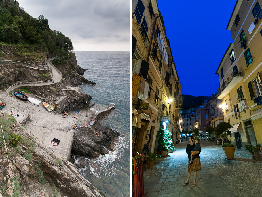 Hiking Trail and Vernazza Street at Night