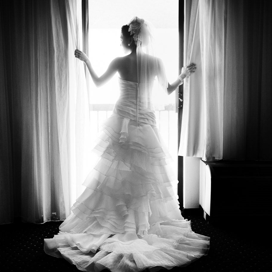 Bride in a gorgeous wedding dress