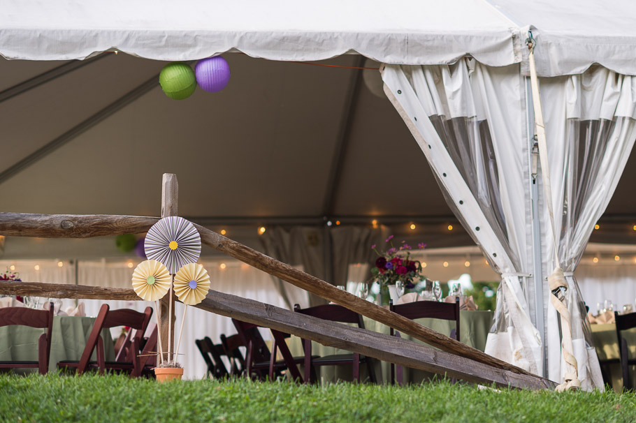 Side view of the reception tent