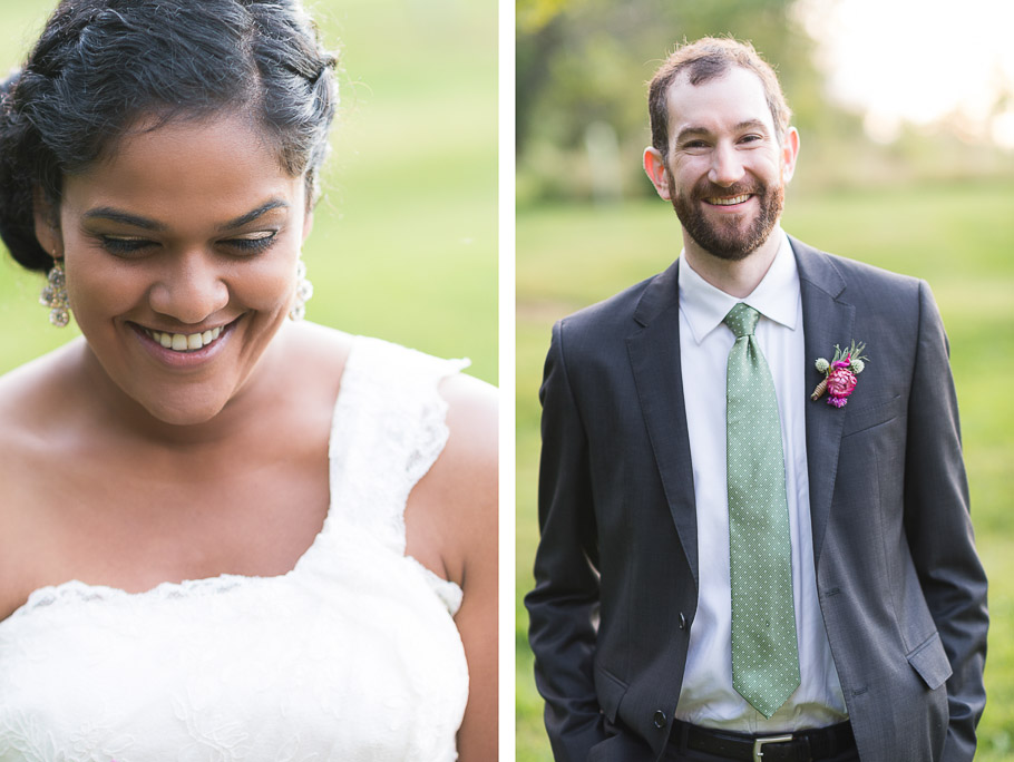 Bride and groom's individual portraits