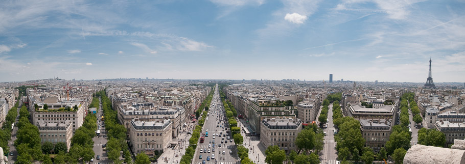 View from top of Arc de Triomphe
