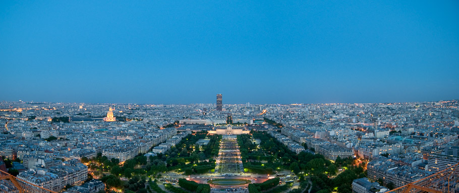 View of Paris at night from Eiffel Tower